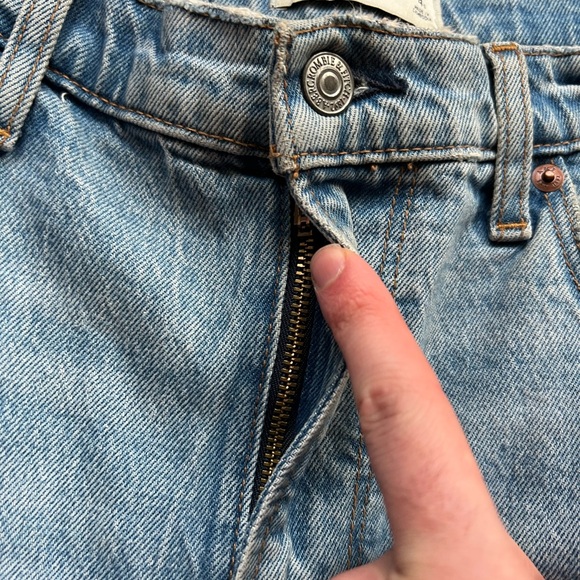 Abercrombie & Fitch 27/4S The 90’s Straight Ultra High Rise Jeans Ripped Blue - Picture 5 of 13